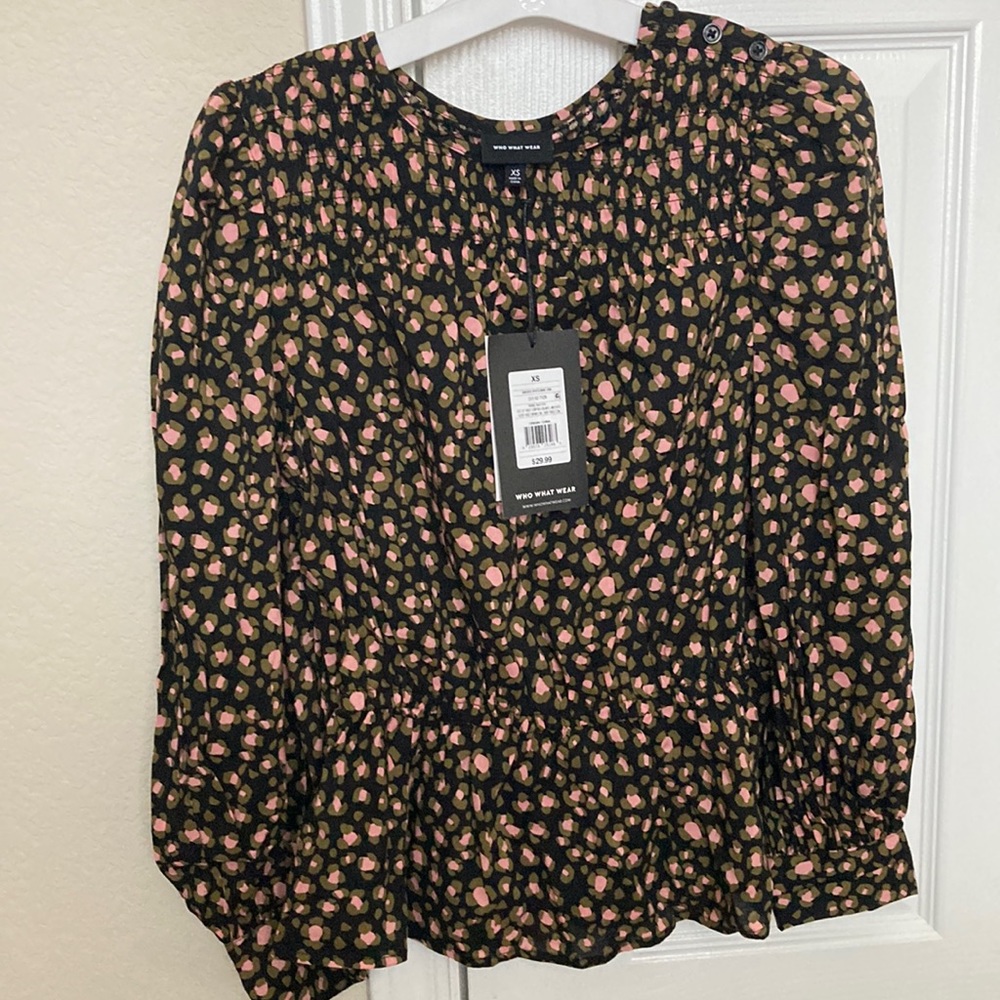 Who What Wear Long Sleeve Cheetah Peplum